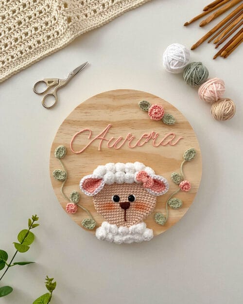 Receita de Amigurumi Plaquinha de Madeira Ovelha - Imagem 5