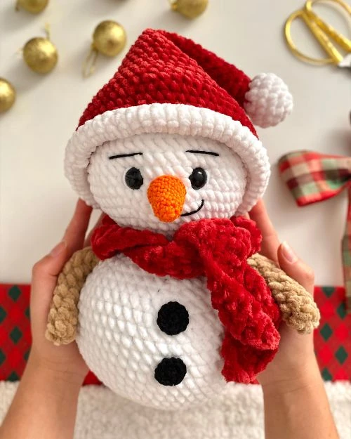 Receita de Amigurumi Boneco de Neve Grande